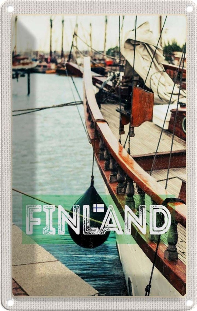 [LA-1782600] Blechschild 18x12 cm Finnland Wasser Meer Schiff Bildmotiv Reisemotiv Abenteuer Reisen Urlaub
