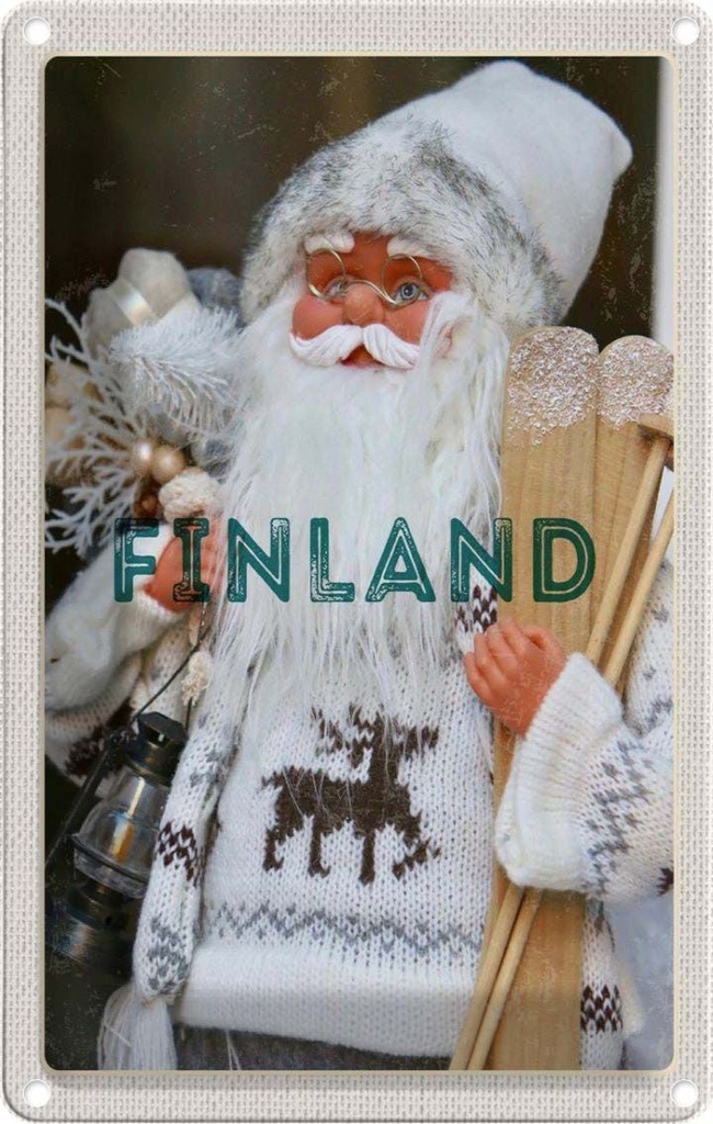 [LA-1782603] Blechschild 18x12 cm Finnland Weihnachten Weihnachtsmann Abenteuer Reisen Urlaub Ostern Gruß