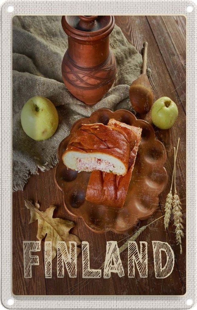 [LA-1782604] Blechschild 18x12 cm Finnland Weihnachten Apfel Delikatesse Abenteuer Reisen Urlaub Ostern Gruß