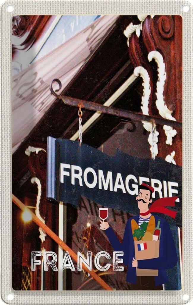 [LA-1782610] Blechschild 18x12 cm Frankreich Restaurant Fromagerie Abenteuer Reisen Urlaub