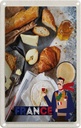 Blechschild 18x12 cm Frankreich Camembert Croissant Birne Abenteuer Reisen Urlaub