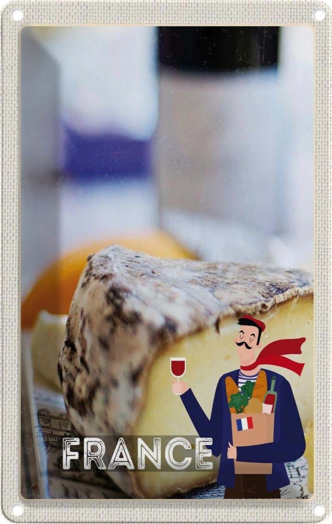[LA-1782624] Blechschild 18x12 cm Frankreich Käse Emmentaler Produktion Abenteuer Reisen Urlaub