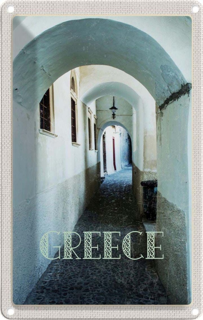 [LA-1782631] Blechschild 18x12 cm Greece Griechenland Durchgang Gebäude Bildmotiv Reisemotiv Abenteuer Reisen Urlaub