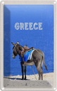 Blechschild 18x12 cm Greece Griechenland Esel Blick Meer Bildmotiv Reisemotiv Abenteuer Reisen Urlaub