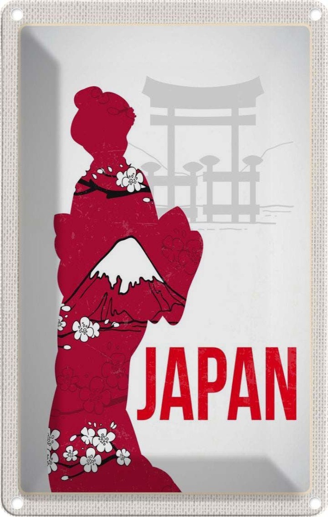 [LA-1782656] Blechschild 18x12 cm Japan Asien Traditioneller Kimono Bildmotiv Reisemotiv Abenteuer Reisen Urlaub
