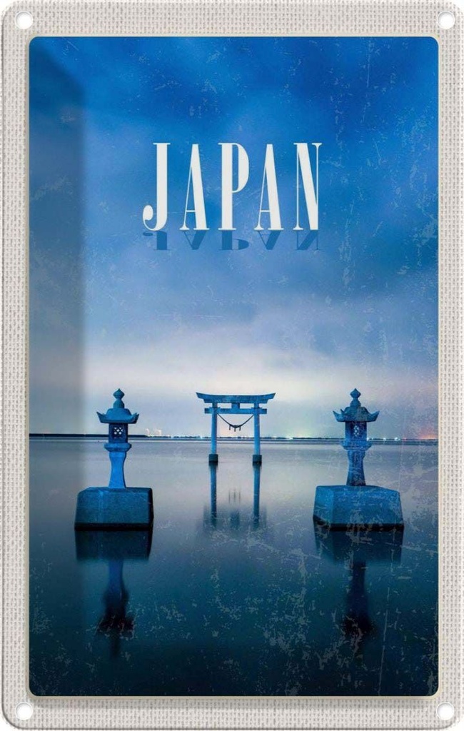 [LA-1782663] Blechschild 18x12 cm Japan Asien Häuser Architektur Meer Kultur Bildmotiv Reisemotiv Abenteuer Reisen Urlaub