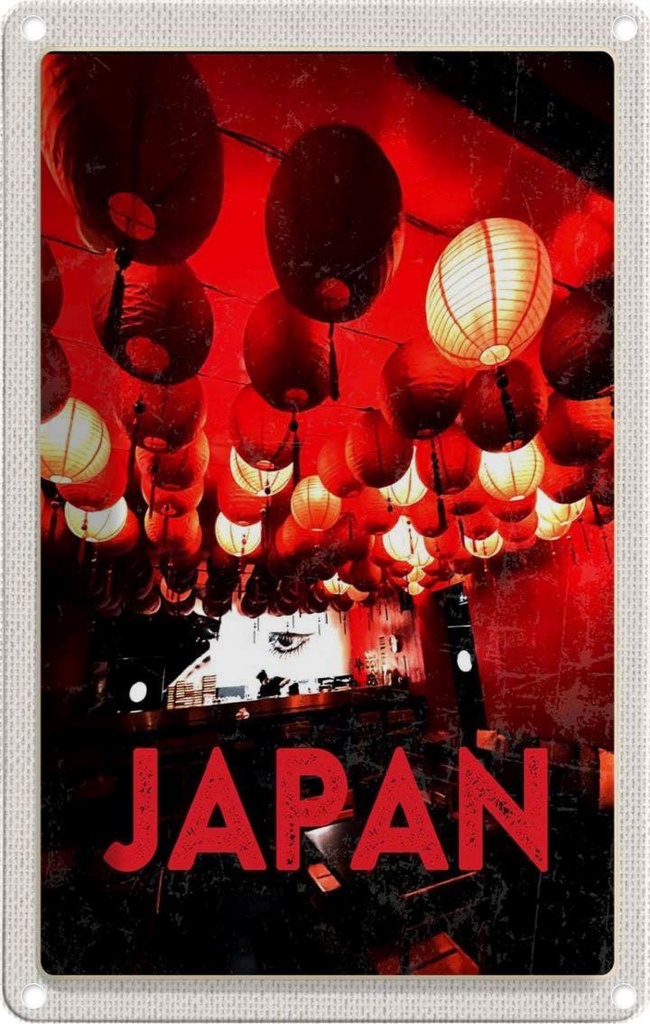 [LA-1782665] Blechschild 18x12 cm Japan Asien Restaurant rote Laterne Bildmotiv Reisemotiv Abenteuer Reisen Urlaub