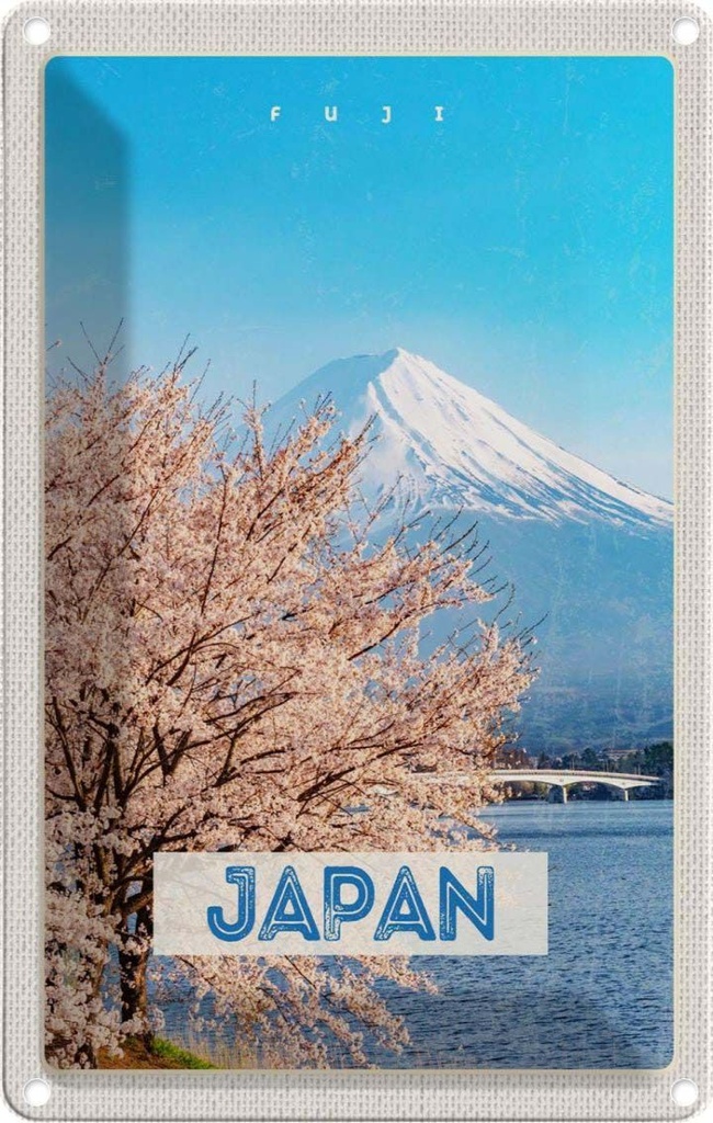 [LA-1782667] Blechschild 18x12 cm Japan Asien Schnee Winter Gebirge Bildmotiv Reisemotiv Abenteuer Reisen Urlaub