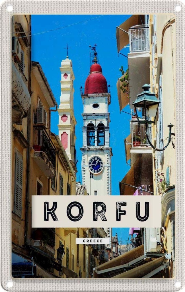 [LA-1782670] Blechschild 18x12 cm Korfu Greece Griechenland Bildmotiv Reisemotiv Abenteuer Reisen Urlaub