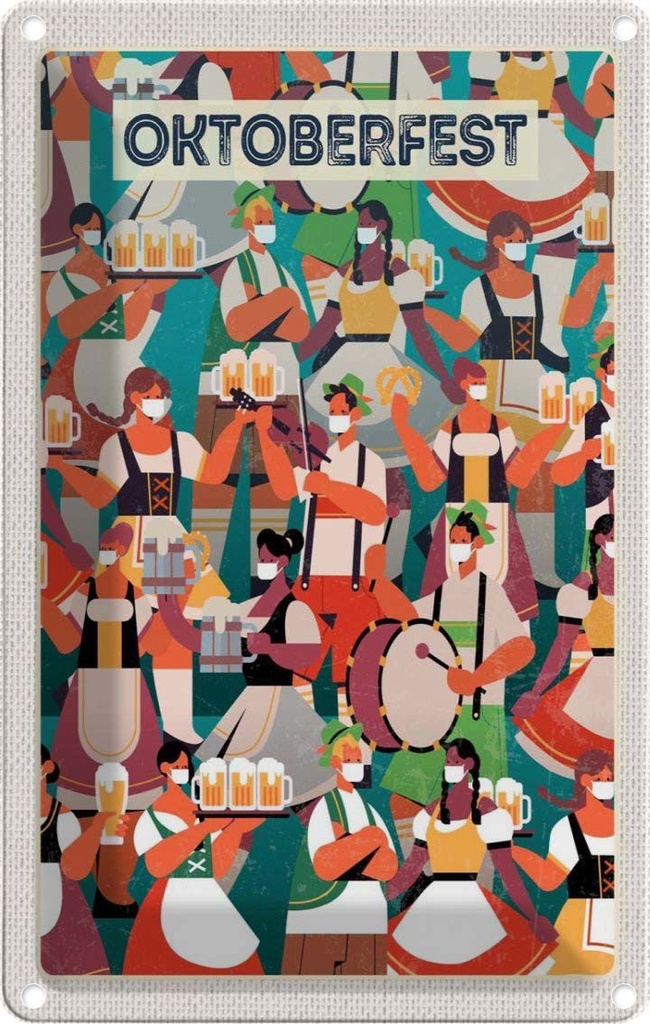 [LA-1782683] Blechschild 18x12 cm München Oktoberfest Bier Trommel Feiern Party
