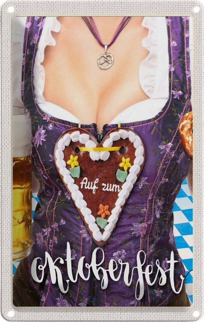 [LA-1782686] Blechschild 18x12 cm Oktoberfest München Dirndl Brezel Feiern Party