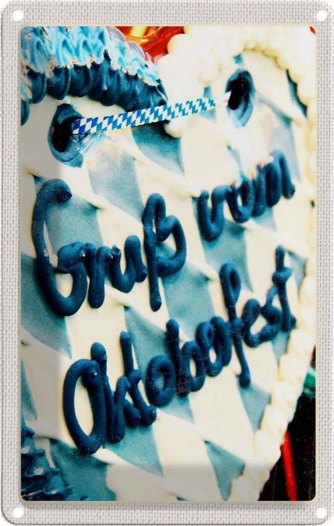 [LA-1782688] Blechschild 18x12 cm Münchener Oktoberfest Lebkuchen blau Feiern Party