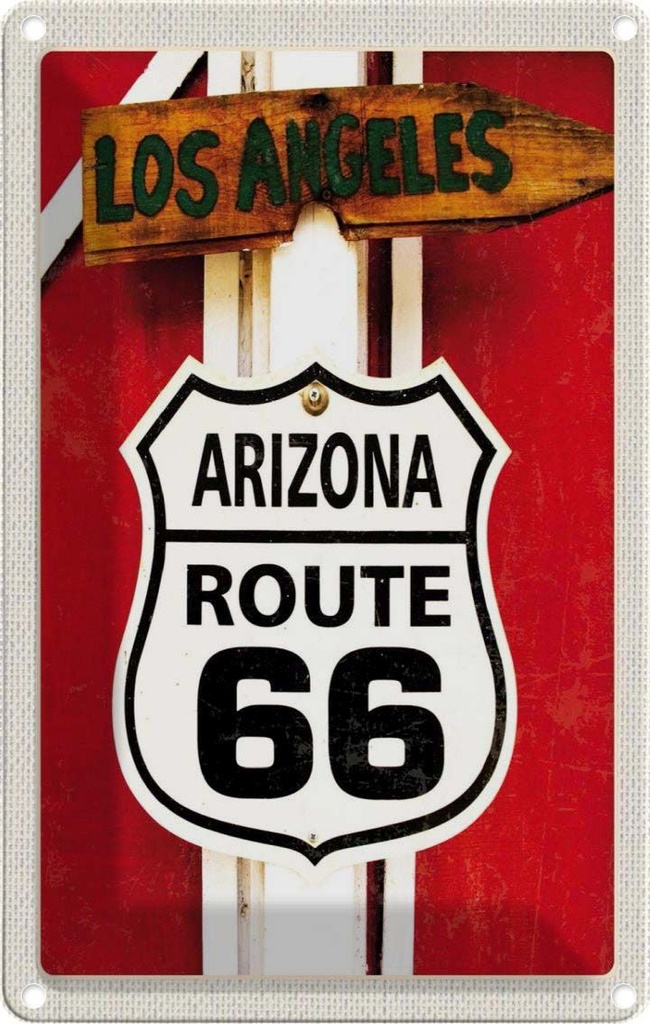 [LA-1782701] Blechschild 18x12 cm USA Los Urlaub Route 66 Angeles Arizona Bildmotiv Reisemotiv Abenteuer Reisen