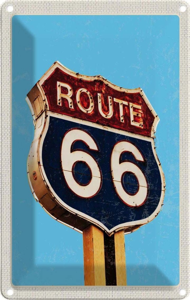 [LA-1782704] Blechschild 18x12 cm Amerika Route 66 Tankstelle Straße Bildmotiv Reisemotiv Abenteuer Reisen Urlaub