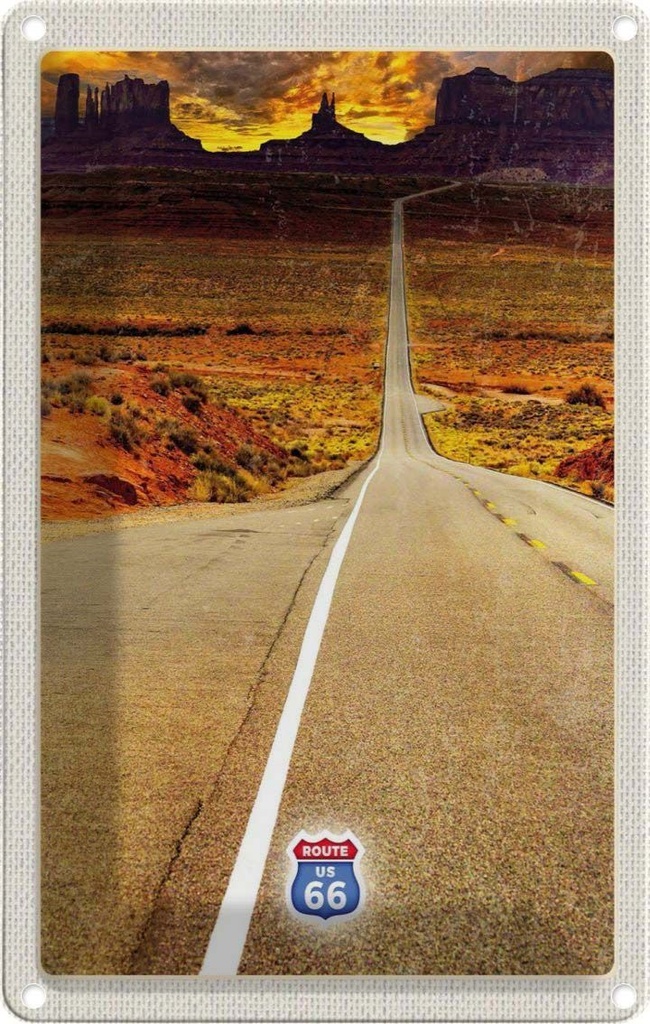 [LA-1782710] Blechschild 18x12 cm Amerika USA Urlaub Route 66 Straße Gebirge Bildmotiv Reisemotiv Abenteuer Reisen