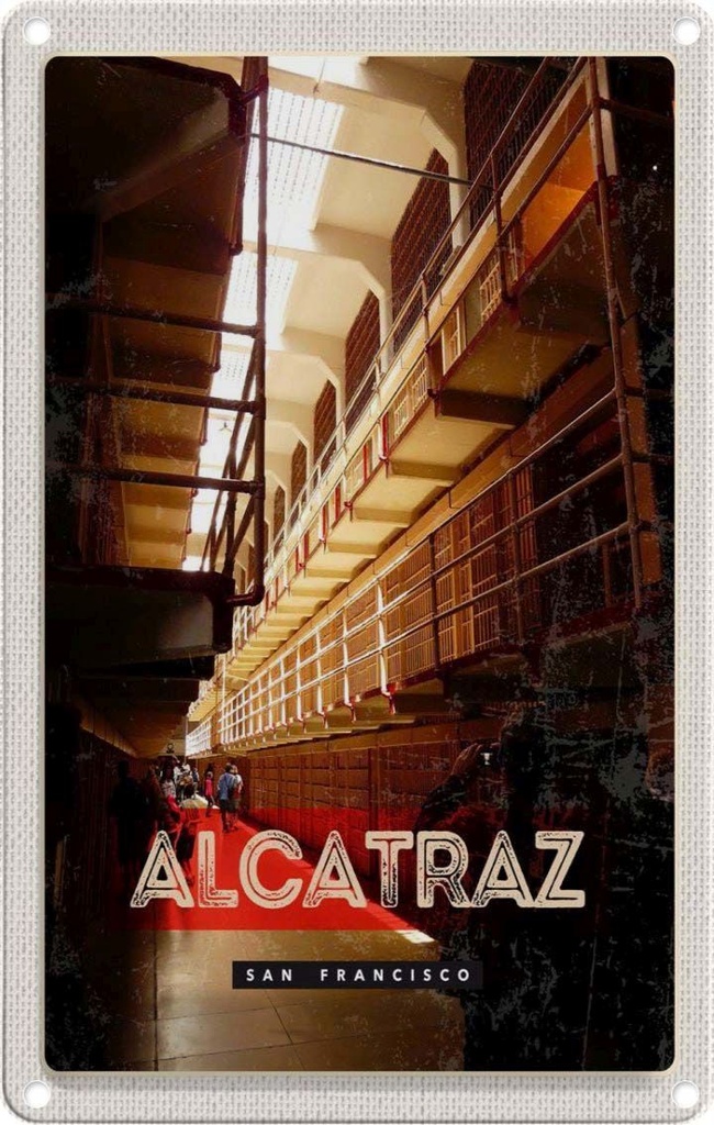 Blechschild 18x12 cm San Francisco Alcatraz Gefängnis Bildmotiv Reisemotiv Abenteuer Reisen Urlaub