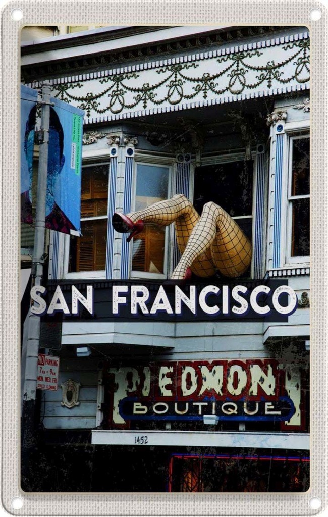 Blechschild 18x12 cm San Francisco Piedmon Boutique Bildmotiv Reisemotiv Abenteuer Reisen Urlaub