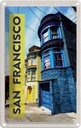Blechschild 18x12 cm San Francisco Amerika USA Urlaub Häuser blau gelb Bildmotiv Reisemotiv Abenteuer Reisen
