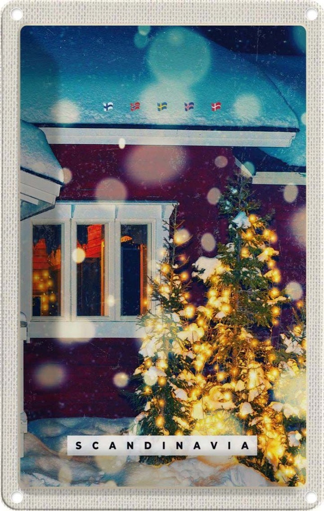 Blechschild 18x12 cm Skandinavien Winterzeit Weihnachten Abenteuer Reisen Urlaub Ostern Gruß