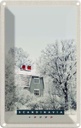 Blechschild 18x12 cm Skandinavien Schnee WeißHaus Bildmotiv Reisemotiv Abenteuer Reisen Urlaub