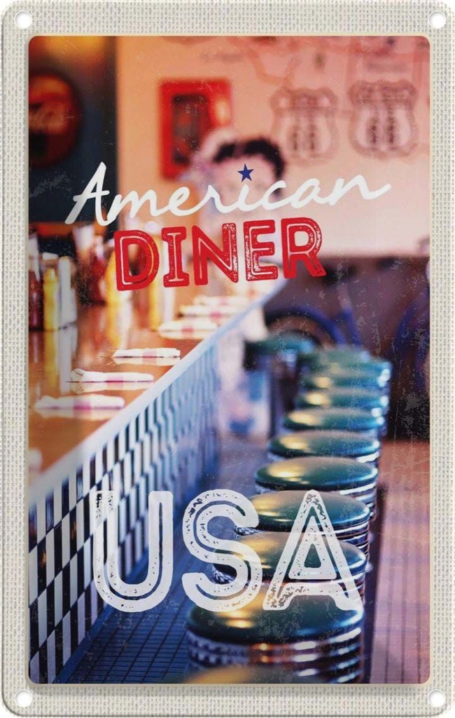 [LA-1782798] Blechschild 18x12 cm Amerika USA Urlaub American Diner Restaurant Bildmotiv Reisemotiv Abenteuer Reisen