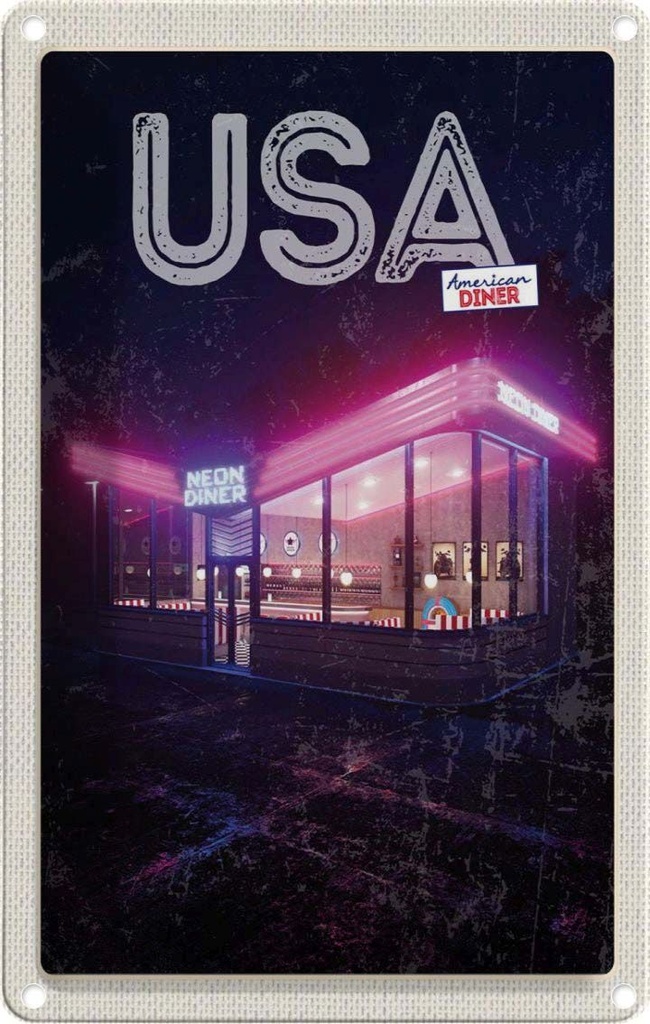 [LA-1782805] Blechschild 18x12 cm Amerika Diner USA Urlaub American Restaurant Fast Food Bildmotiv Reisemotiv Abenteuer Reisen