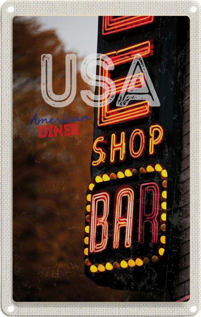 [LA-1782807] Blechschild 18x12 cm Amerika USA Urlaub American Diner Bar Shop feiern Bildmotiv Reisemotiv Abenteuer Reisen