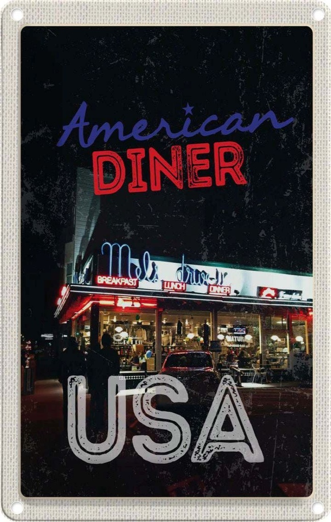 [LA-1782811] Blechschild 18x12 cm USA Diner Urlaub American Restaurant Lunch Dinner Bildmotiv Reisemotiv Abenteuer Reisen Amerika