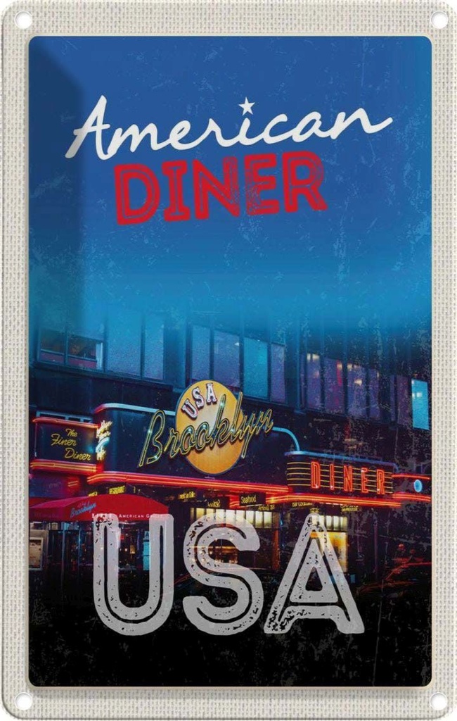 [LA-1782812] Blechschild 18x12 cm USA Brooklyn Urlaub American Diner Restaurant Essen Bildmotiv Reisemotiv Abenteuer Reisen Amerika