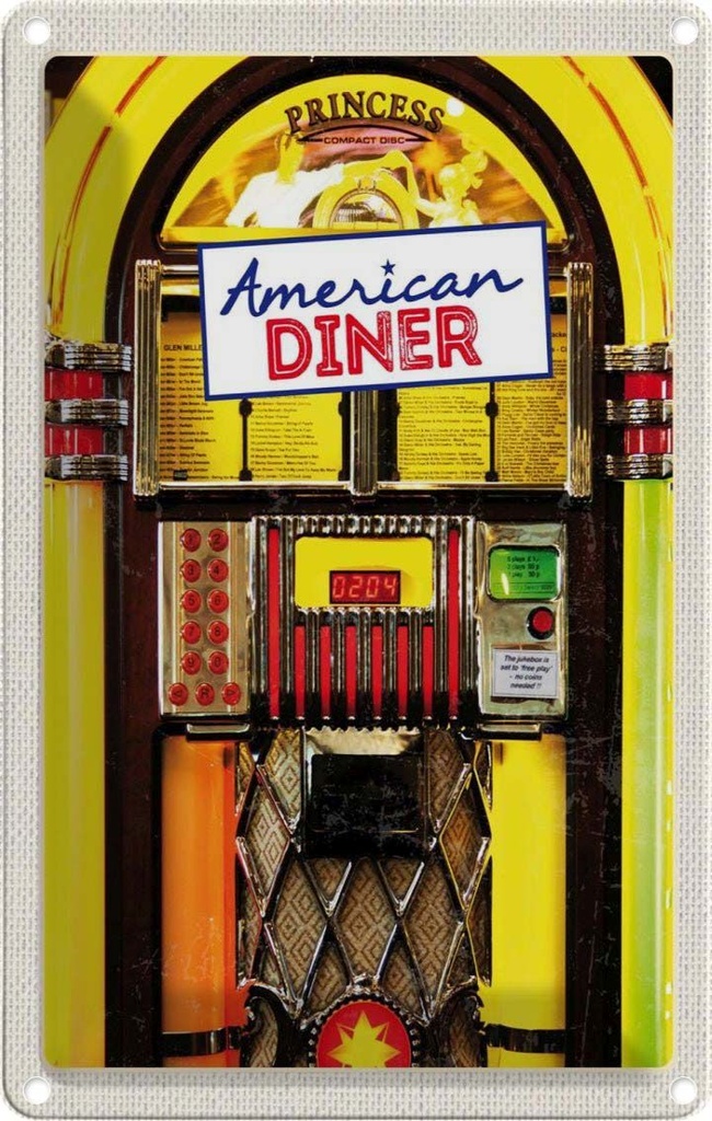 [LA-1782814] Blechschild 18x12 cm Amerika USA Urlaub American Diner Musikbox tanzen Bildmotiv Reisemotiv Abenteuer Reisen
