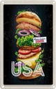 Blechschild 18x12 cm Amerika USA Urlaub American Diner Burger Tomaten Gemälde Bildmotiv Reisemotiv Abenteuer Reisen