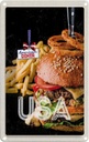 Blechschild 18x12 cm USA Burger Urlaub American Diner Pommes Zwiebelringe essen Bildmotiv Reisemotiv Abenteuer Reisen Amerika