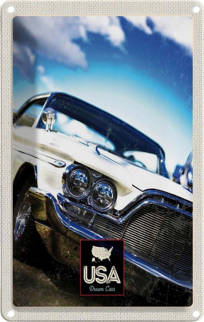 [LA-1782829] Blechschild 18x12 cm Amerika Oldtimer Urlaub 90er silber Bildmotiv Reisemotiv Abenteuer Reisen USA