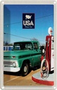 Blechschild 18x12 cm Amerika Oldtimer Urlaub Tanksäule PKW Bildmotiv Reisemotiv Abenteuer Reisen USA