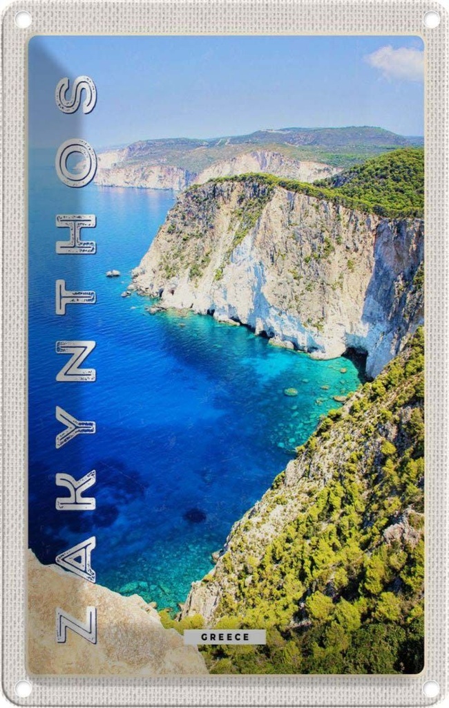 Blechschild 18x12 cm Zakynthos Greece Griechenland Meer Bildmotiv Reisemotiv Abenteuer Reisen Urlaub