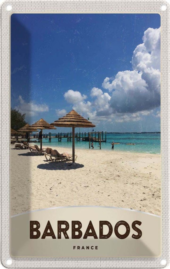 Blechschild 18x12 cm Barbados Insel Frankreich Meer Strand Bildmotiv Reisemotiv Abenteuer Reisen Urlaub