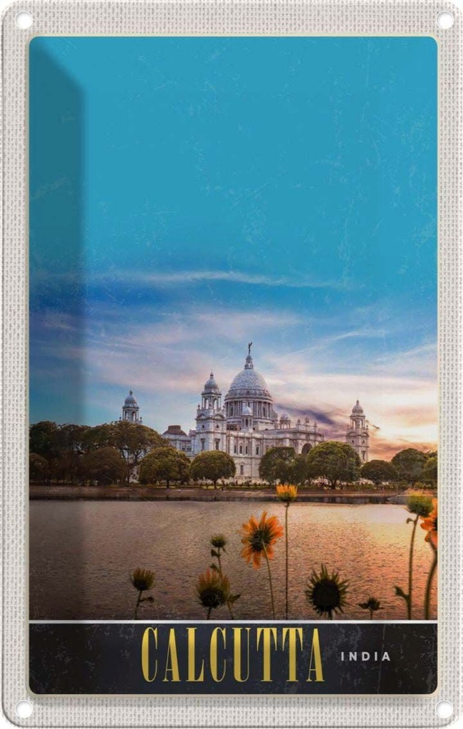[LA-1782868] Blechschild 18x12 cm Calcutta Indien Häuser Architektur Meer Trip Bildmotiv Reisemotiv Abenteuer Reisen Urlaub