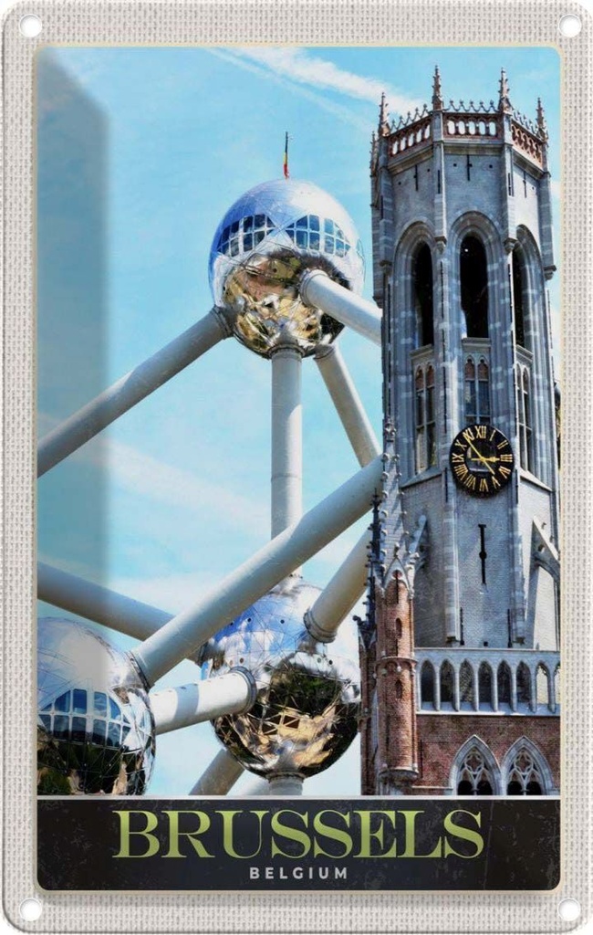 Blechschild 18x12 cm Belgien Brüssel Europa Atomium Bildmotiv Reisemotiv Abenteuer Reisen Urlaub