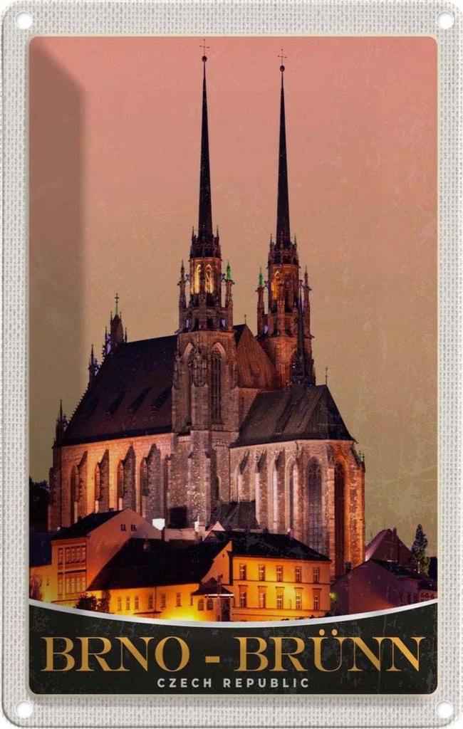 Blechschild 18x12 cm Brno-Brünn Tschechien Sehenswürdigkeit Bildmotiv Reisemotiv Abenteuer Reisen Urlaub