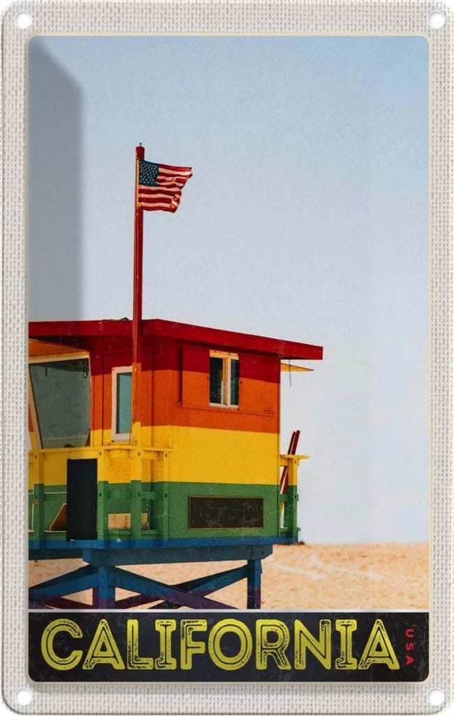 [LA-1782880] Blechschild 18x12 cm California Amerika USA Urlaub Küste Strand Meer Bildmotiv Reisemotiv Abenteuer Reisen