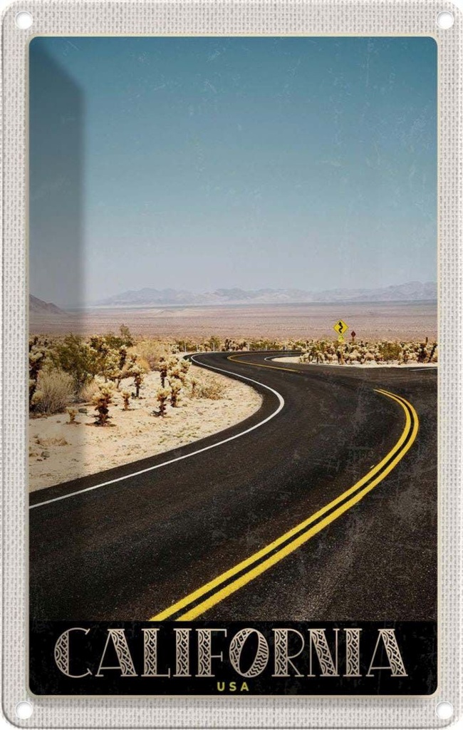[LA-1782881] Blechschild 18x12 cm California Amerika USA Urlaub Strand Straße Wüste Bildmotiv Reisemotiv Abenteuer Reisen
