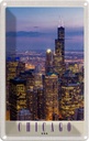 Blechschild 18x12 cm Chicago Amerika USA Urlaub Hochhaus Abend Bildmotiv Reisemotiv Abenteuer Reisen
