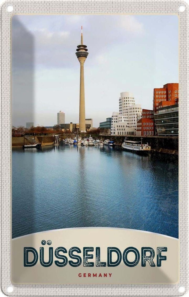 Blechschild 18x12 cm Düsseldorf Fernsehturm Bildmotiv Reisemotiv Abenteuer Reisen Urlaub