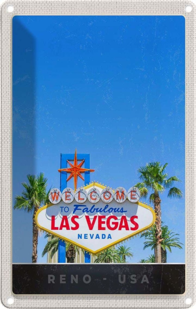 [LA-1782956] Blechschild 18x12 cm Las Vegas Amerika USA Urlaub Nevada Casino Bildmotiv Reisemotiv Abenteuer Reisen