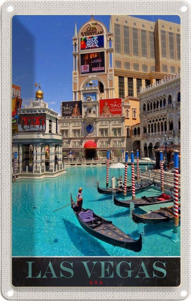[LA-1782957] Blechschild 18x12 cm Las Vegas Amerika USA Urlaub Bootstour Casino Bildmotiv Reisemotiv Abenteuer Reisen