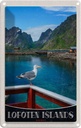 Blechschild 18x12 cm Lofoten Island Norwegen Fluss Häuschen Bildmotiv Reisemotiv Abenteuer Reisen Urlaub