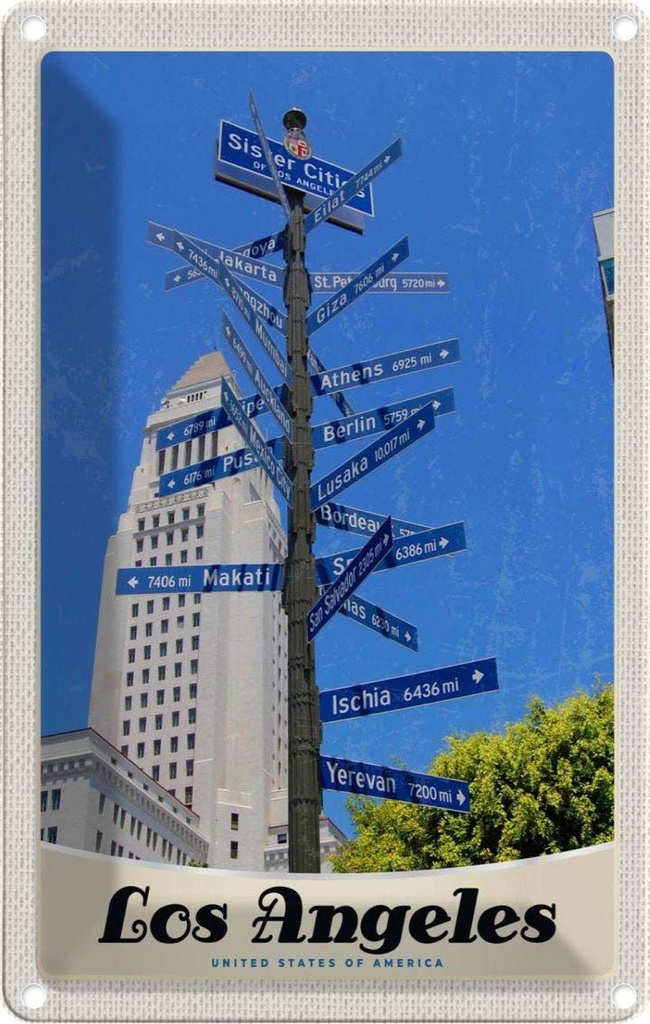 [LA-1782959] Blechschild 18x12 cm Los Angeles Amerika USA Urlaub Sister Citis Bildmotiv Reisemotiv Abenteuer Reisen