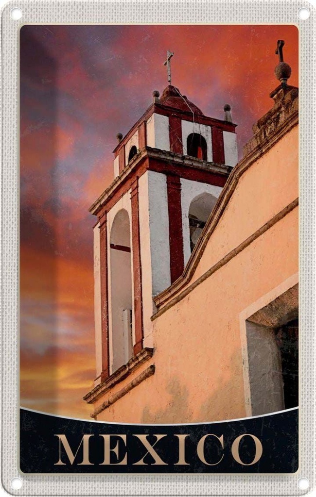 [LA-1782970] Blechschild 18x12 cm Mexiko Amerika USA Urlaub Mittelalter Kirche Bildmotiv Reisemotiv Abenteuer Reisen