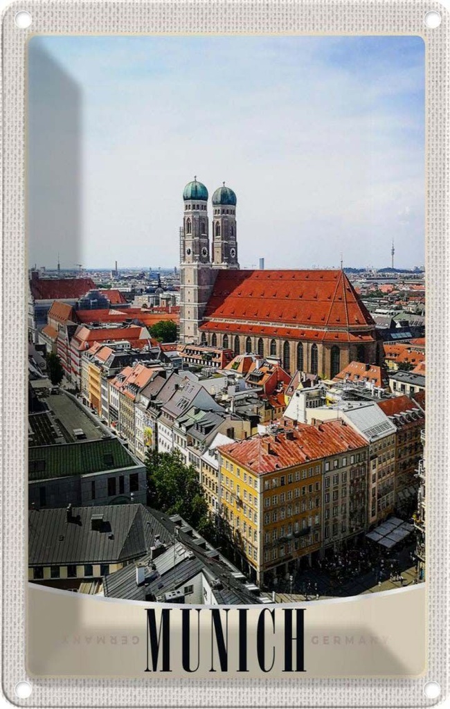 Blechschild 18x12 cm München Stadt Kirche Bildmotiv Reisemotiv Abenteuer Reisen Urlaub