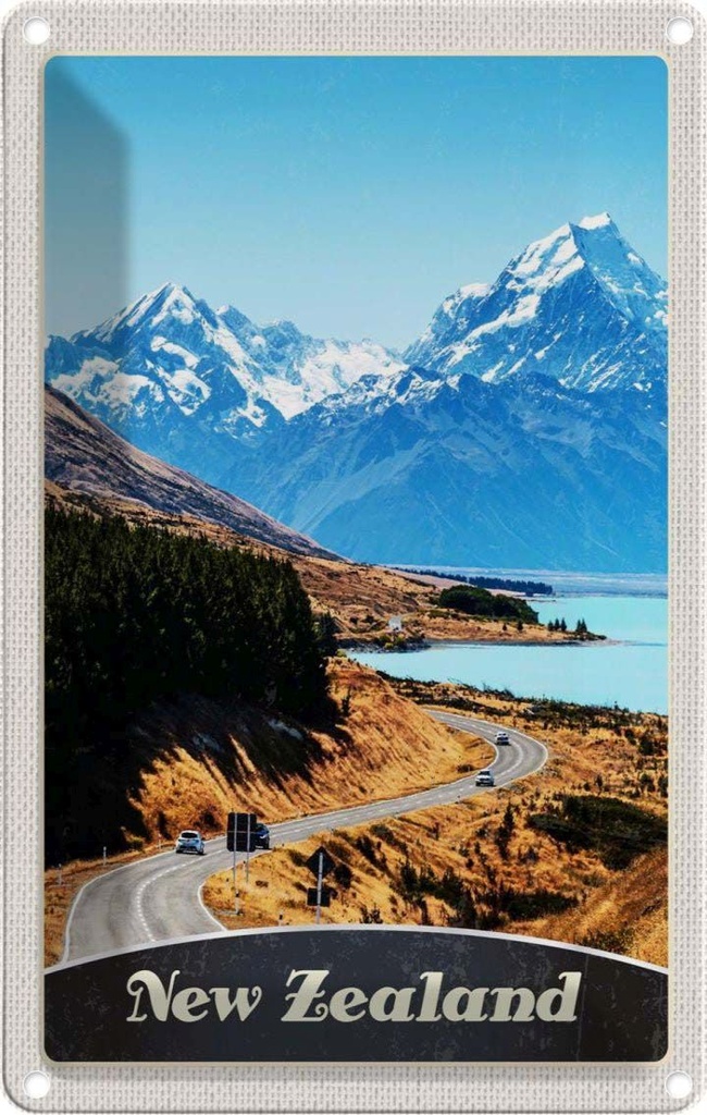 Blechschild 18x12 cm Neuseeland Europa Stadt Bildmotiv Reisemotiv Abenteuer Reisen Urlaub